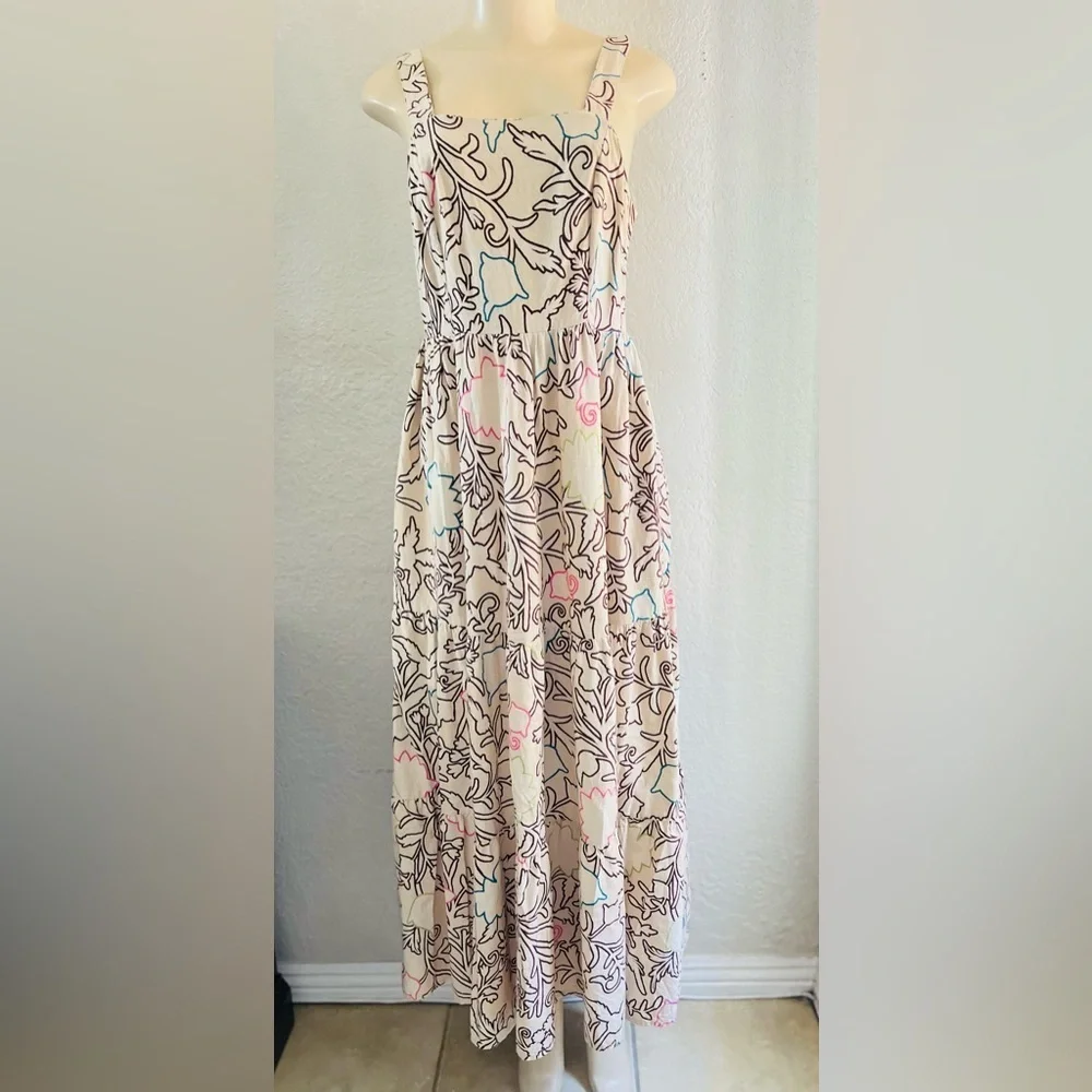 KNOX ROSE dress Long Floral Print Sleeveless Rear Smocked Dress Size medium - Picture 2 of 9